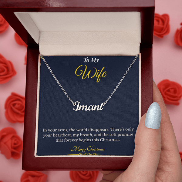 Custom Name Necklace – Personalized Christmas Gift for Wife | Engraved Jewelry That Captures Your Love | Elegant