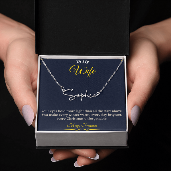 Signature Style Custom Name Necklace – Personalized Christmas Gift for Wife | Elegant Jewelry That Celebrates Her Identity | Unique Holiday Keepsake She'll Love