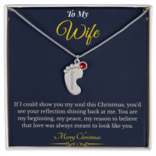 Engraved Baby Feet Necklace with Birthstone – Sentimental Christmas Gift for Wife | Personalized Jewelry That Honors Motherhood | Heartfelt Keepsake She'll Adore