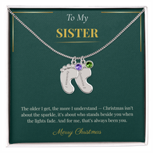 Engraved Baby Feet Necklace with Birthstone – Heartwarming Christmas Gift for Sister | Meaningful Custom Jewelry