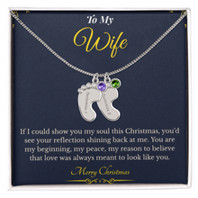 Engraved Baby Feet Necklace with Birthstone – Sentimental Christmas Gift for Wife | Personalized Jewelry That Honors Motherhood | Heartfelt Keepsake She'll Adore