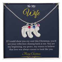 Engraved Baby Feet Necklace with Birthstone – Sentimental Christmas Gift for Wife | Personalized Jewelry That Honors Motherhood | Heartfelt Keepsake She'll Adore