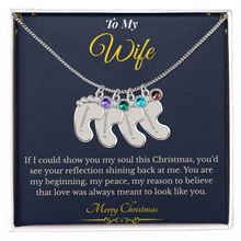 Engraved Baby Feet Necklace with Birthstone – Sentimental Christmas Gift for Wife | Personalized Jewelry That Honors Motherhood | Heartfelt Keepsake She'll Adore