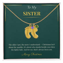 Engraved Baby Feet Necklace with Birthstone – Heartwarming Christmas Gift for Sister | Meaningful Custom Jewelry