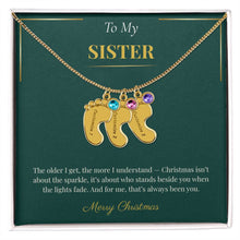 Engraved Baby Feet Necklace with Birthstone – Heartwarming Christmas Gift for Sister | Meaningful Custom Jewelry