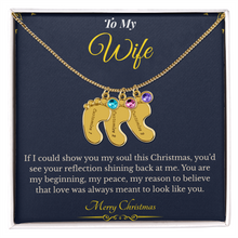 Engraved Baby Feet Necklace with Birthstone – Sentimental Christmas Gift for Wife | Personalized Jewelry That Honors Motherhood | Heartfelt Keepsake She'll Adore