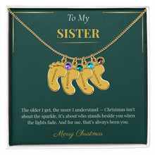 Engraved Baby Feet Necklace with Birthstone – Heartwarming Christmas Gift for Sister | Meaningful Custom Jewelry