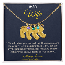 Engraved Baby Feet Necklace with Birthstone – Sentimental Christmas Gift for Wife | Personalized Jewelry That Honors Motherhood | Heartfelt Keepsake She'll Adore