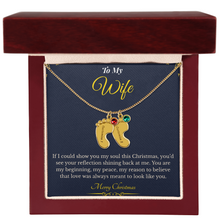 Engraved Baby Feet Necklace with Birthstone – Sentimental Christmas Gift for Wife | Personalized Jewelry That Honors Motherhood | Heartfelt Keepsake She'll Adore