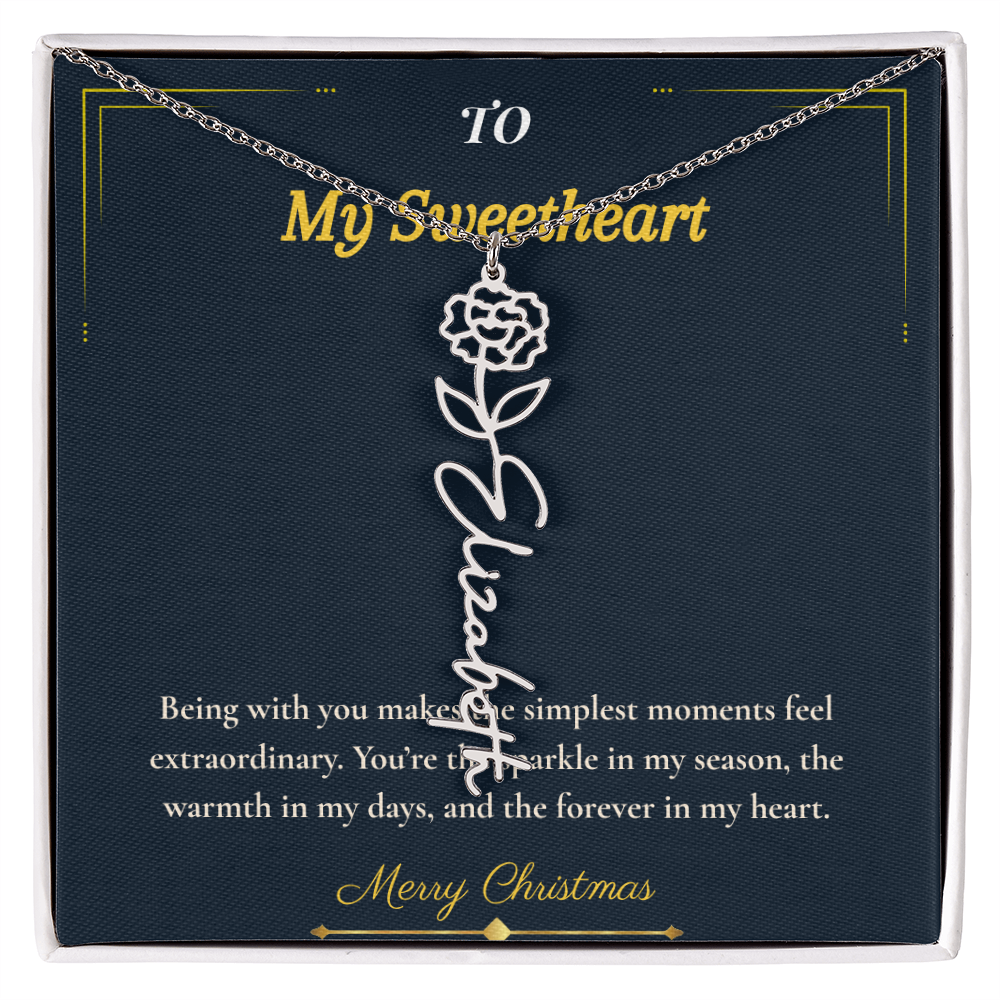 Flower Name Necklace – Personalized Christmas Gift for Wife | Custom Floral Jewelry That Shows Thoughtful Love | Unique Necklace for Her