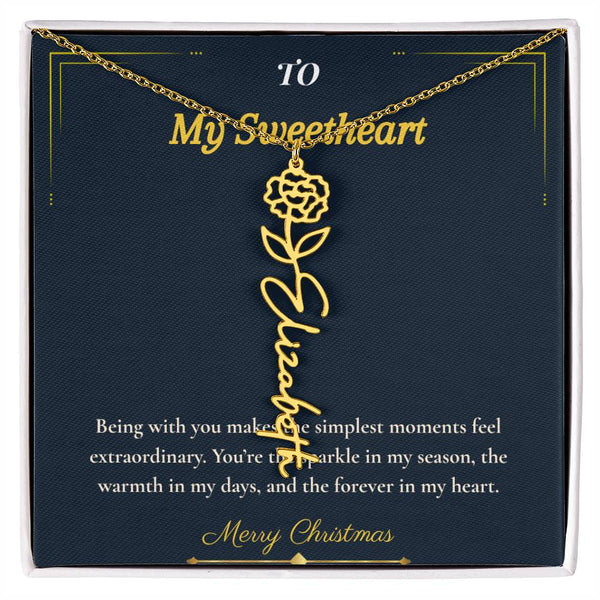 Flower Name Necklace – Personalized Christmas Gift for Wife | Custom Floral Jewelry That Shows Thoughtful Love | Unique Necklace for Her