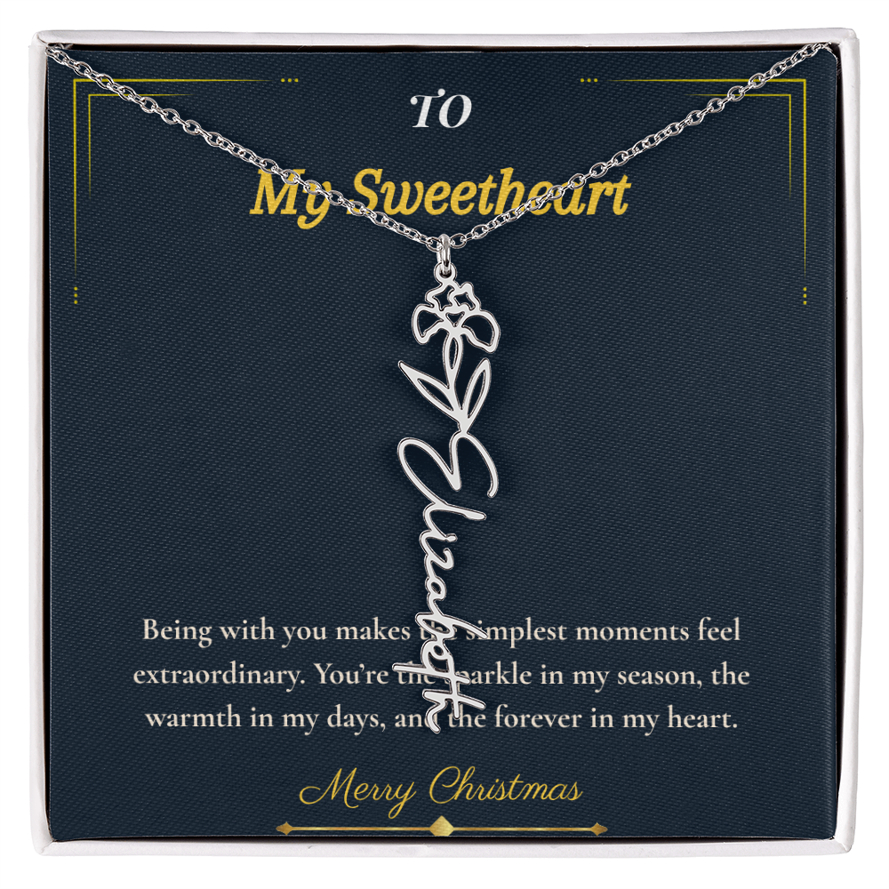 Flower Name Necklace – Personalized Christmas Gift for Wife | Custom Floral Jewelry That Shows Thoughtful Love | Unique Necklace for Her