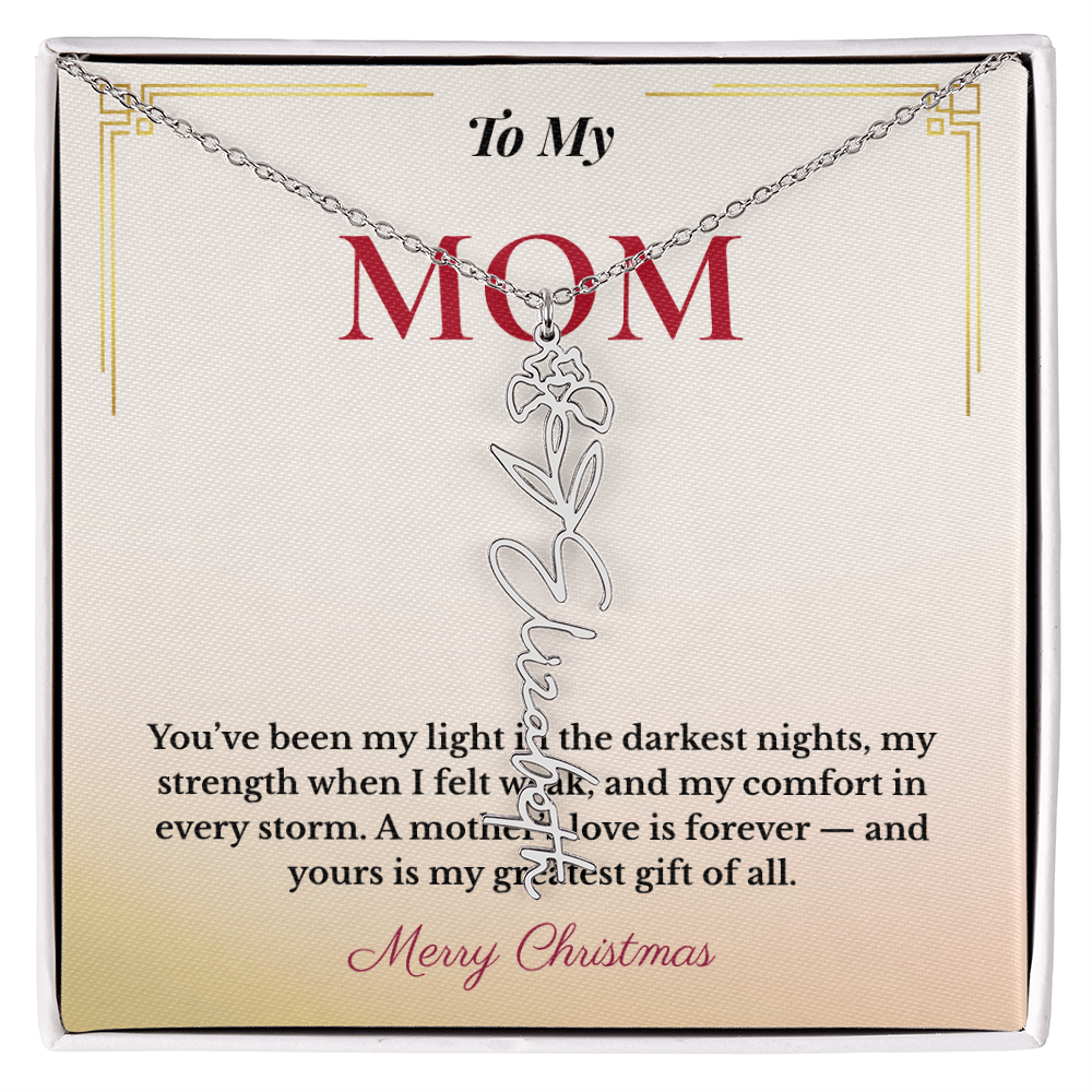 Personalized Christmas Gift for Mom | Custom Floral Jewelry That Celebrates Her Beauty & Love | Unique Keepsake from Daughter or Son