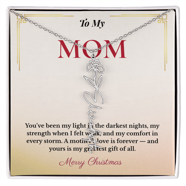 Personalized Christmas Gift for Mom | Custom Floral Jewelry That Celebrates Her Beauty & Love | Unique Keepsake from Daughter or Son
