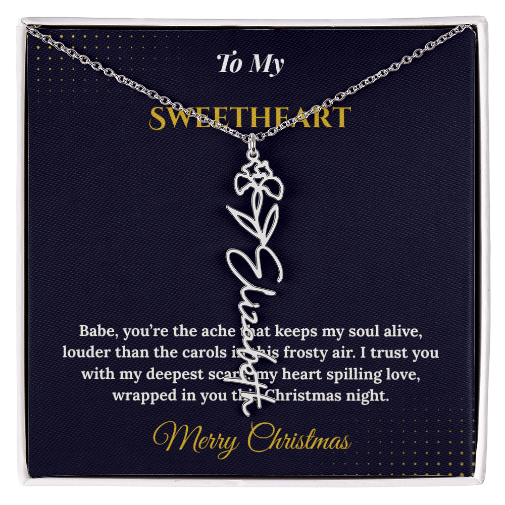 Flower Name Necklace – Personalized Christmas Gift for Wife | Custom Floral Jewelry That Shows Thoughtful Love | Unique Necklace for Her