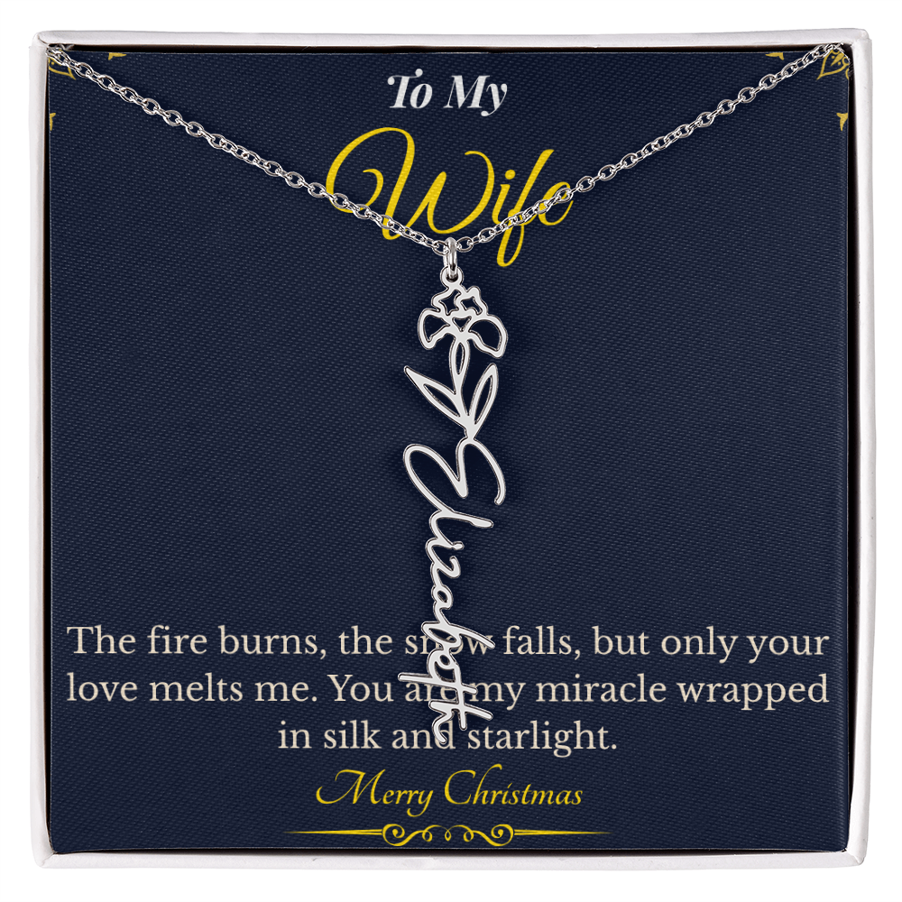 Flower Name Necklace – Personalized Christmas Gift for Wife | Custom Floral Jewelry That Shows Thoughtful Love | Unique Necklace for Her