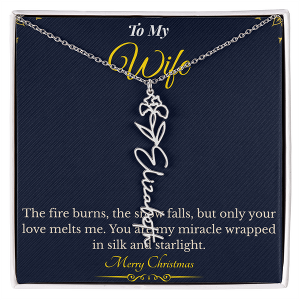 Flower Name Necklace – Personalized Christmas Gift for Wife | Custom Floral Jewelry That Shows Thoughtful Love | Unique Necklace for Her