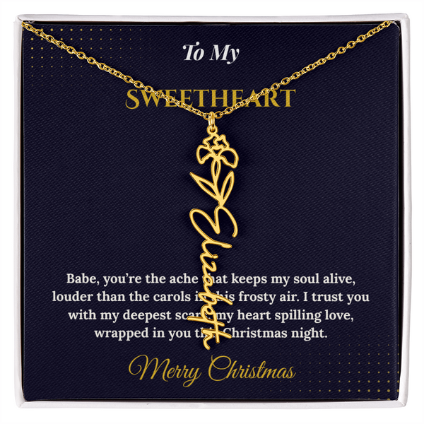 Flower Name Necklace – Personalized Christmas Gift for Wife | Custom Floral Jewelry That Shows Thoughtful Love | Unique Necklace for Her