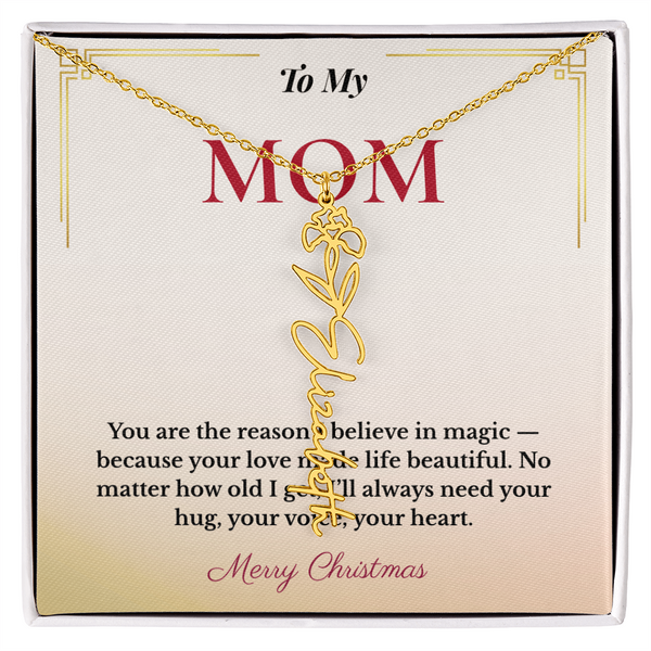 Personalized Christmas Gift for Mom | Custom Floral Jewelry That Celebrates Her Beauty & Love | Unique Keepsake from Daughter or Son