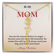 Personalized Christmas Gift for Mom | Custom Floral Jewelry That Celebrates Her Beauty & Love | Unique Keepsake from Daughter or Son