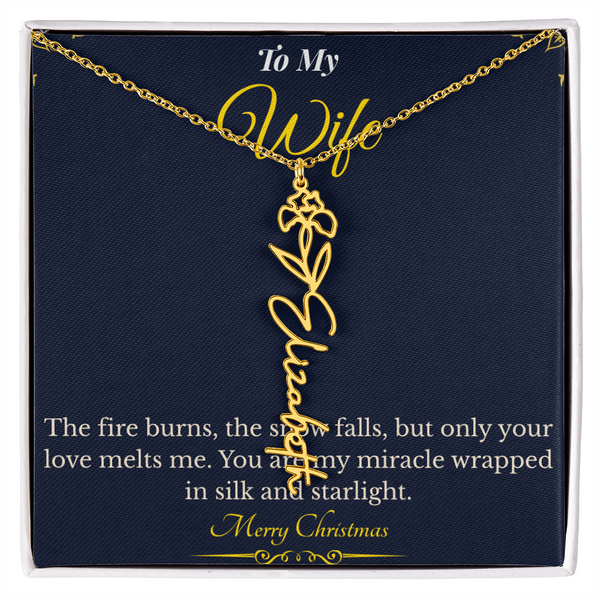 Flower Name Necklace – Personalized Christmas Gift for Wife | Custom Floral Jewelry That Shows Thoughtful Love | Unique Necklace for Her