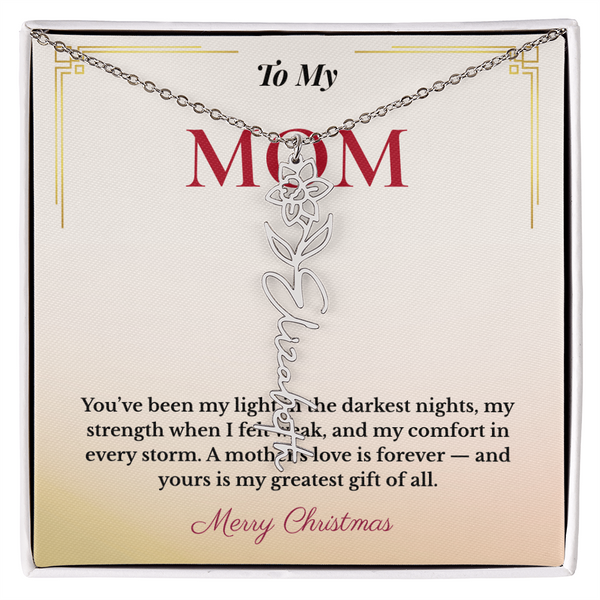 Personalized Christmas Gift for Mom | Custom Floral Jewelry That Celebrates Her Beauty & Love | Unique Keepsake from Daughter or Son