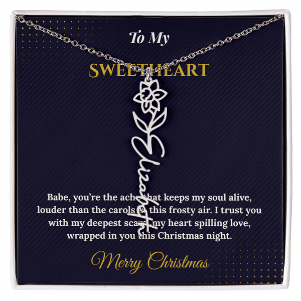 Flower Name Necklace – Personalized Christmas Gift for Wife | Custom Floral Jewelry That Shows Thoughtful Love | Unique Necklace for Her