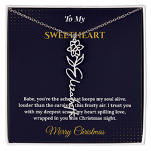 Flower Name Necklace – Personalized Christmas Gift for Wife | Custom Floral Jewelry That Shows Thoughtful Love | Unique Necklace for Her