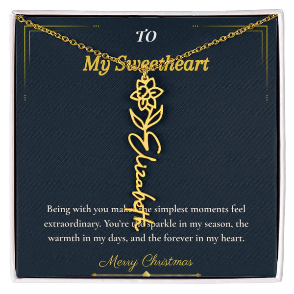 Flower Name Necklace – Personalized Christmas Gift for Wife | Custom Floral Jewelry That Shows Thoughtful Love | Unique Necklace for Her