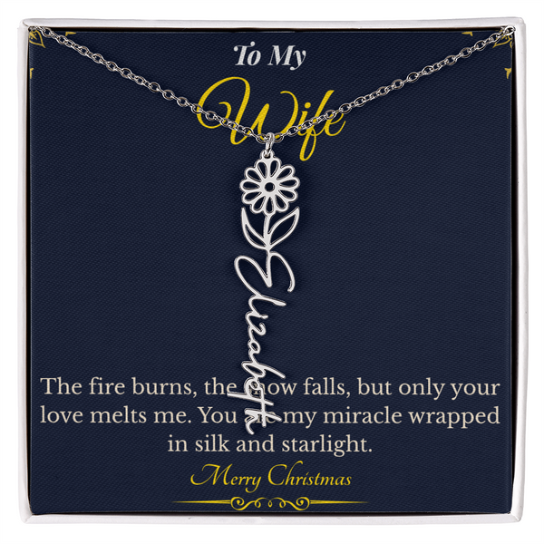 Flower Name Necklace – Personalized Christmas Gift for Wife | Custom Floral Jewelry That Shows Thoughtful Love | Unique Necklace for Her