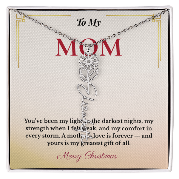 Personalized Christmas Gift for Mom | Custom Floral Jewelry That Celebrates Her Beauty & Love | Unique Keepsake from Daughter or Son
