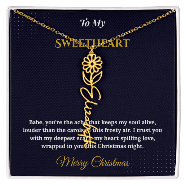 Flower Name Necklace – Personalized Christmas Gift for Wife | Custom Floral Jewelry That Shows Thoughtful Love | Unique Necklace for Her