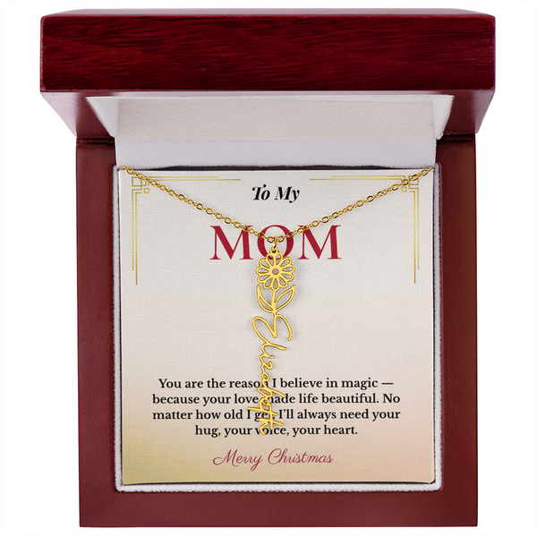 Personalized Christmas Gift for Mom | Custom Floral Jewelry That Celebrates Her Beauty & Love | Unique Keepsake from Daughter or Son
