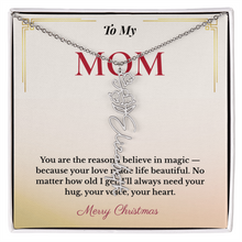 Personalized Christmas Gift for Mom | Custom Floral Jewelry That Celebrates Her Beauty & Love | Unique Keepsake from Daughter or Son