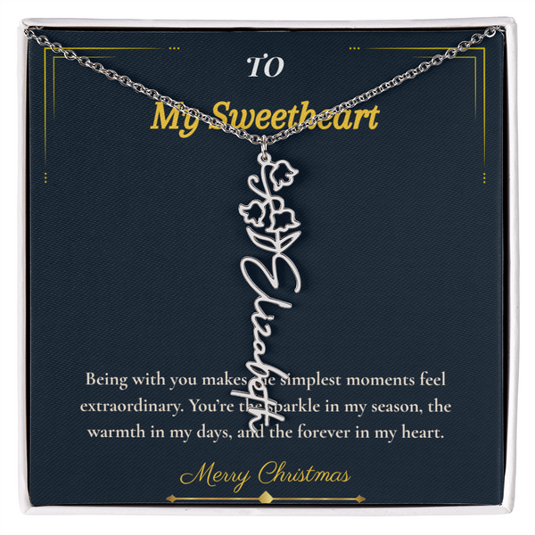 Flower Name Necklace – Personalized Christmas Gift for Wife | Custom Floral Jewelry That Shows Thoughtful Love | Unique Necklace for Her