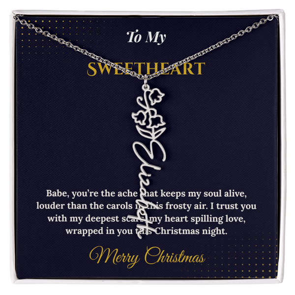 Flower Name Necklace – Personalized Christmas Gift for Wife | Custom Floral Jewelry That Shows Thoughtful Love | Unique Necklace for Her