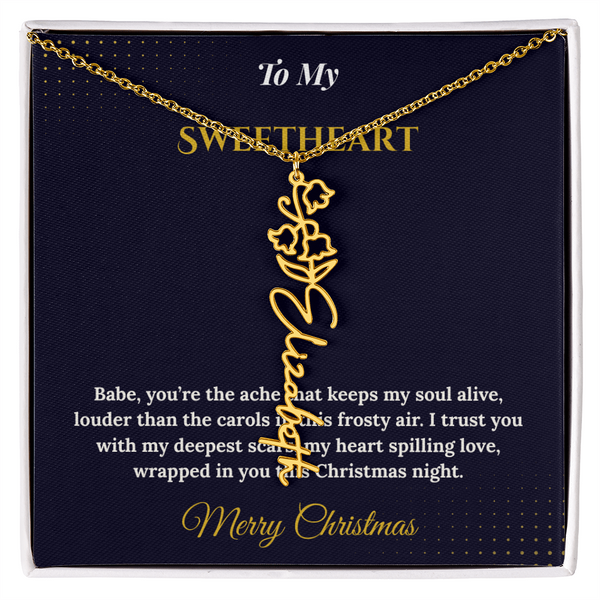 Flower Name Necklace – Personalized Christmas Gift for Wife | Custom Floral Jewelry That Shows Thoughtful Love | Unique Necklace for Her