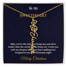 Flower Name Necklace – Personalized Christmas Gift for Wife | Custom Floral Jewelry That Shows Thoughtful Love | Unique Necklace for Her