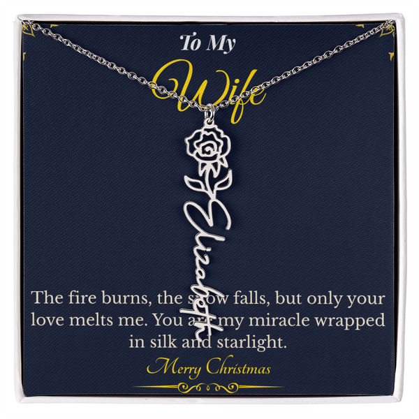 Flower Name Necklace – Personalized Christmas Gift for Wife | Custom Floral Jewelry That Shows Thoughtful Love | Unique Necklace for Her