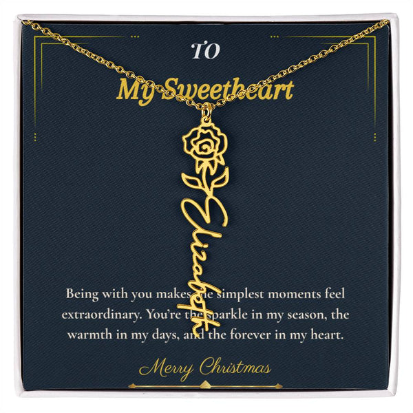 Flower Name Necklace – Personalized Christmas Gift for Wife | Custom Floral Jewelry That Shows Thoughtful Love | Unique Necklace for Her