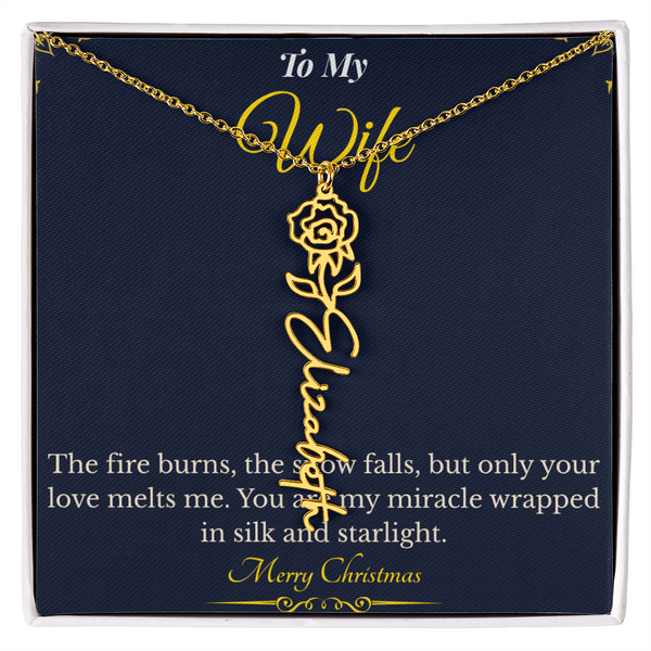 Flower Name Necklace – Personalized Christmas Gift for Wife | Custom Floral Jewelry That Shows Thoughtful Love | Unique Necklace for Her