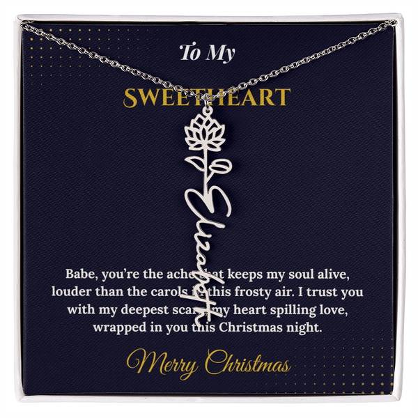 Flower Name Necklace – Personalized Christmas Gift for Wife | Custom Floral Jewelry That Shows Thoughtful Love | Unique Necklace for Her