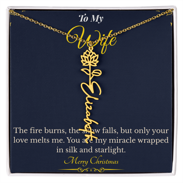 Flower Name Necklace – Personalized Christmas Gift for Wife | Custom Floral Jewelry That Shows Thoughtful Love | Unique Necklace for Her