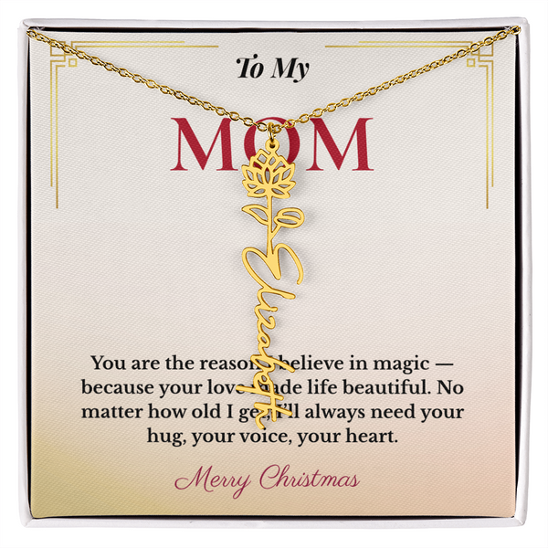 Personalized Christmas Gift for Mom | Custom Floral Jewelry That Celebrates Her Beauty & Love | Unique Keepsake from Daughter or Son