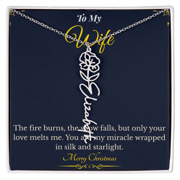 Flower Name Necklace – Personalized Christmas Gift for Wife | Custom Floral Jewelry That Shows Thoughtful Love | Unique Necklace for Her