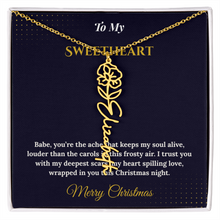 Flower Name Necklace – Personalized Christmas Gift for Wife | Custom Floral Jewelry That Shows Thoughtful Love | Unique Necklace for Her