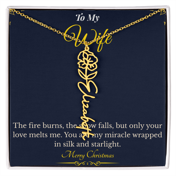 Flower Name Necklace – Personalized Christmas Gift for Wife | Custom Floral Jewelry That Shows Thoughtful Love | Unique Necklace for Her