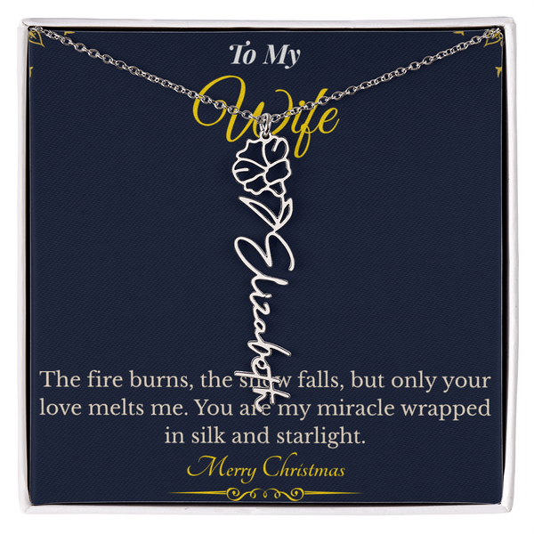 Flower Name Necklace – Personalized Christmas Gift for Wife | Custom Floral Jewelry That Shows Thoughtful Love | Unique Necklace for Her