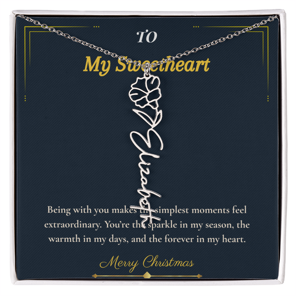 Flower Name Necklace – Personalized Christmas Gift for Wife | Custom Floral Jewelry That Shows Thoughtful Love | Unique Necklace for Her