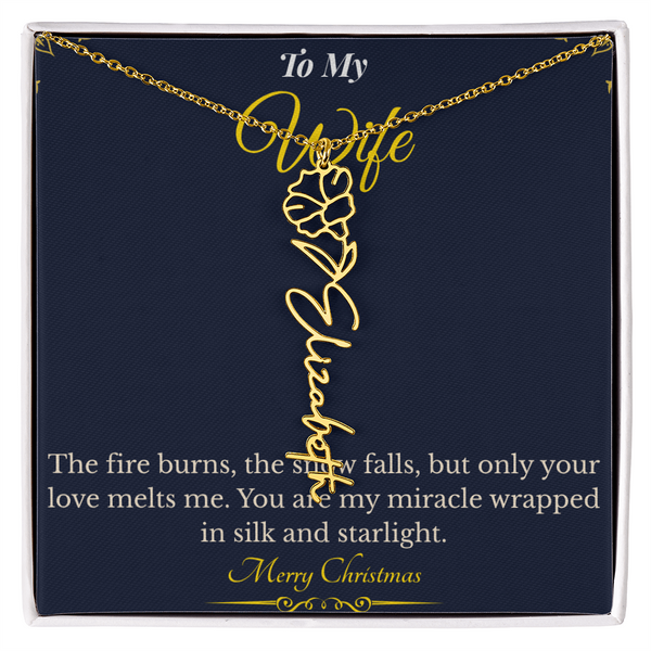 Flower Name Necklace – Personalized Christmas Gift for Wife | Custom Floral Jewelry That Shows Thoughtful Love | Unique Necklace for Her